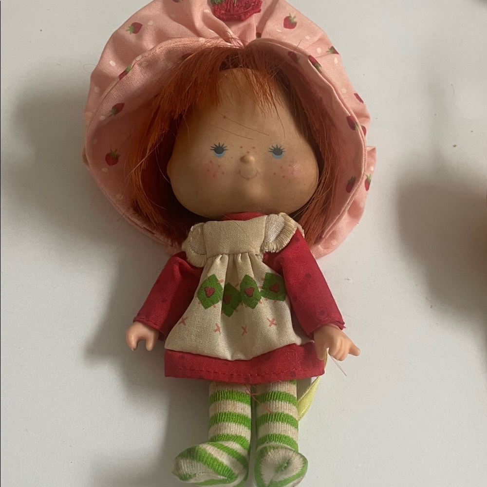 Strawberry Shortcake Style Red-Haired Doll with Pink Hat